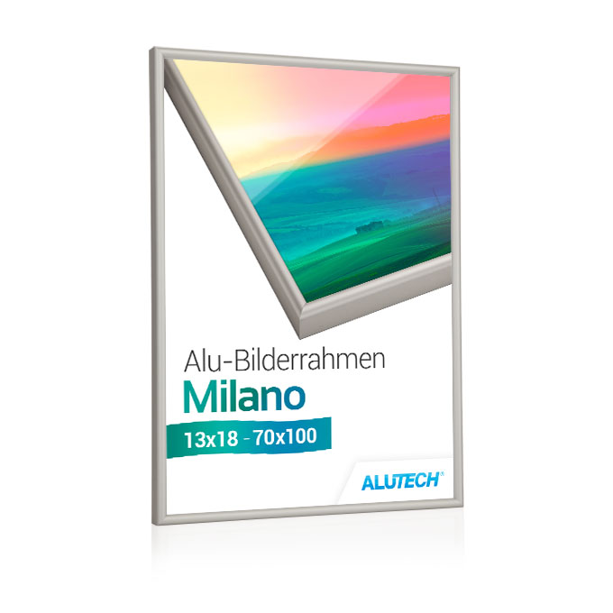 Alu-Bilderrahmen Milano - silber matt - 18 x 24 cm - Polystyrol antireflex