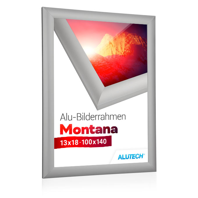 Alu-Bilderrahmen Montana - silber matt - 42 x 59,4 cm (DIN A2) - Polystyrol klar
