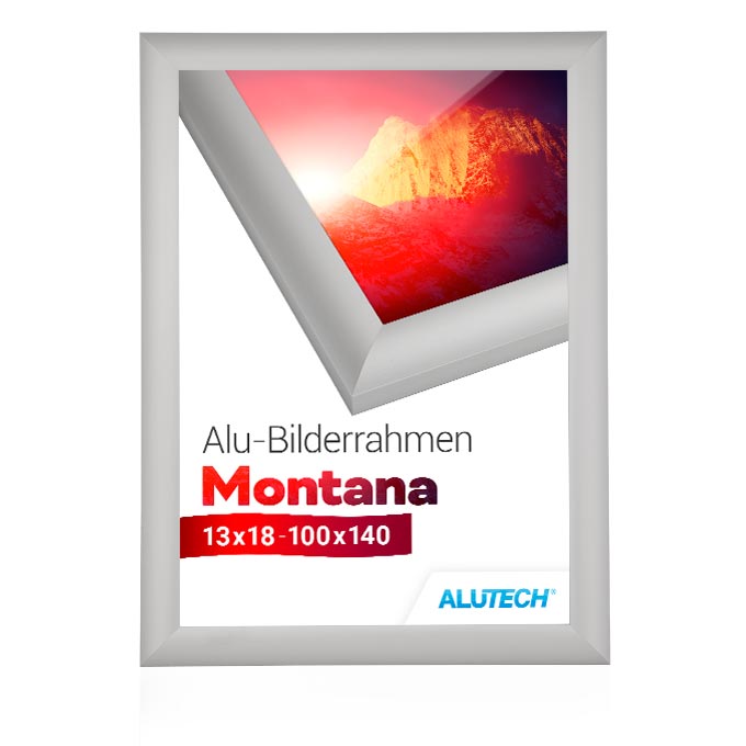 Alu-Bilderrahmen Montana - silber matt - 59,4 x 84 cm (DIN A1) - Antireflexglas