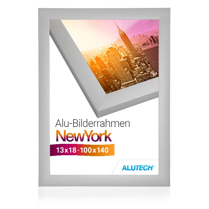 Alu-Bilderrahmen New York - silber matt - 21 x 29,7 cm (DIN A4) - Polystyrol klar