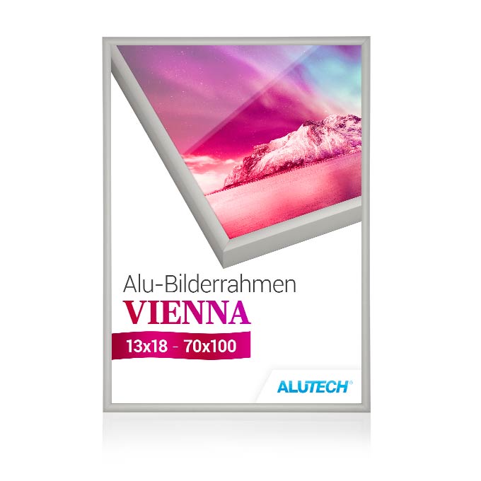 Alu-Bilderrahmen Vienna - silber matt - 21 x 29,7 cm (DIN A4) - 2 mm Polycarbonat klar 	