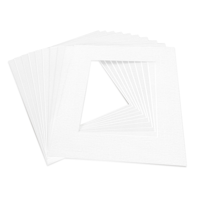 White Core Schrägschnitt-Passepartout - strukturweiß - 30 x 40 cm - Ausschnitt 20 x 28,7 cm - 10er Pack