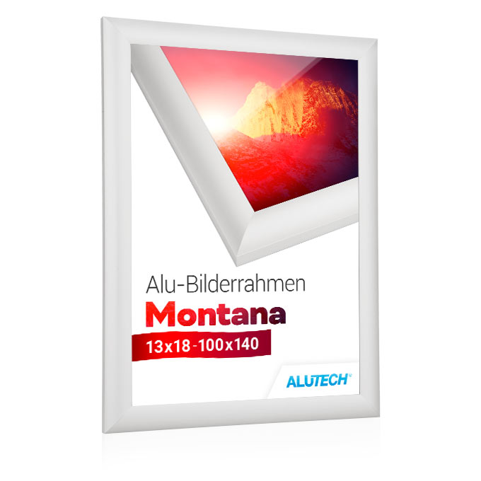 Alu-Bilderrahmen Montana - weiß matt (RAL 9016) - 21 x 29,7 cm (DIN A4) - Antireflexglas