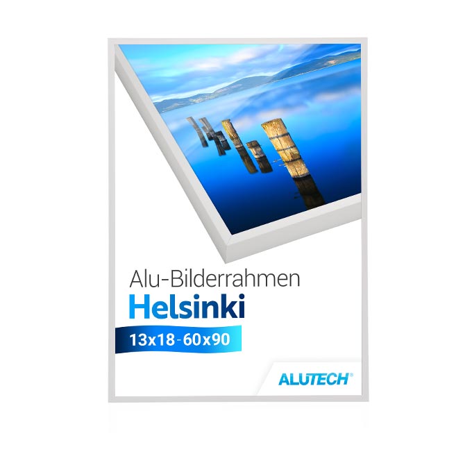 Alu-Bilderrahmen Helsinki - weiß matt (RAL 9016) - 59,4 x 84 cm (DIN A1) - Polycarbonat klar