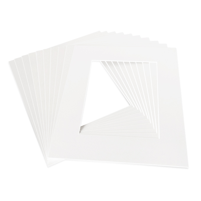 White Core Schrägschnitt-Passepartout - weiß - 21 x 29,7 cm (DIN A4) - Ausschnitt 12,4 x 17,4 cm - 10er Pack